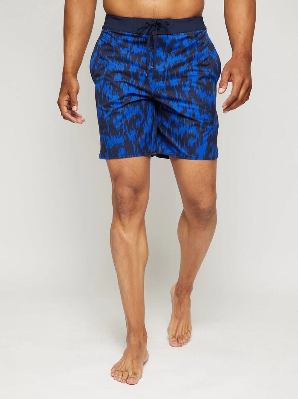 $78 Fourlaps 4laps 8" Board Shorts Rough Stripes Navy Cobalt Blue Size 34 NEW